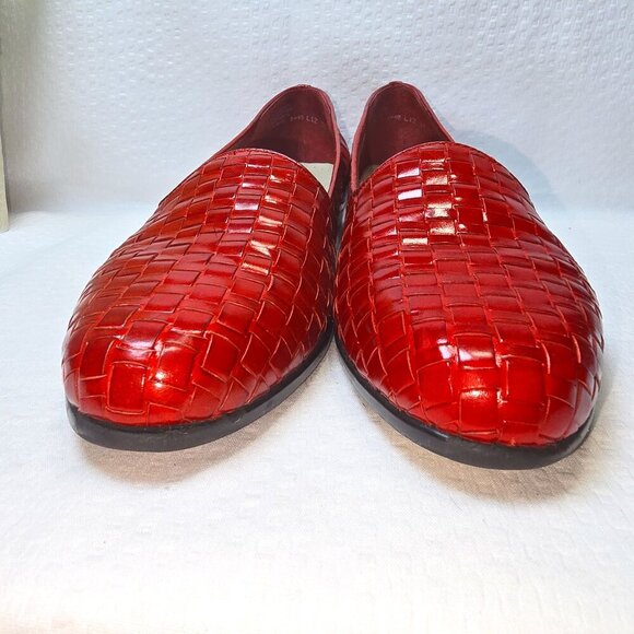 TROTTERS CHERRY RED LEATHER WOVEN LOAFERS WOMENS SIZE 9 EUC - Picture 5 of 11